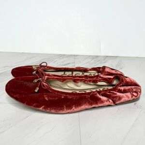 Sam Edelman Felicia Red Crushed Velvet Ballet Flat 7 1/2 M